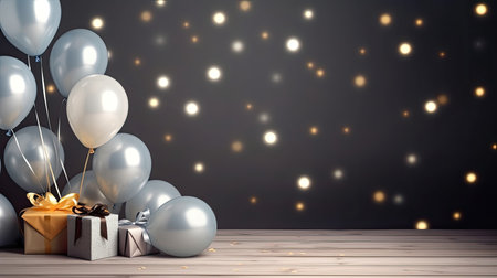 birthday decoration with love balloon background. For product display.の素材