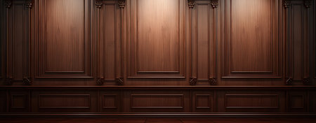 Classic wooden wall with moldings. Interior background. 3d renderingの素材