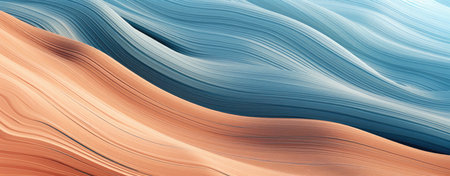 abstract wavy background with smooth lines in blue and orange colorsの素材
