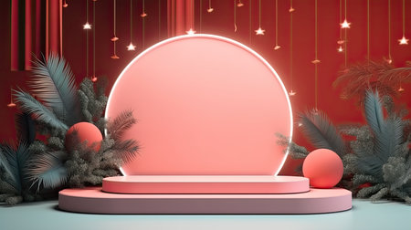 3d scene podium for presentation your product with birthday decoration theme backgroundの素材