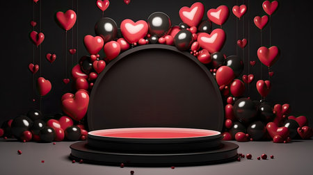 3d scene podium for presentation your product with birthday decoration theme backgroundの素材