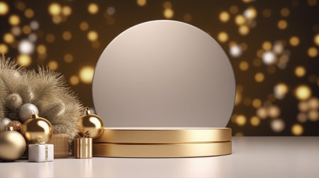 3d scene podium for presentation your product with birthday decoration theme backgroundの素材