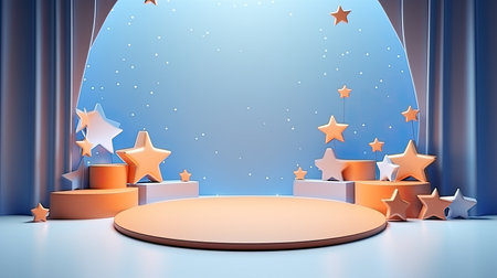 3d scene podium for presentation your product with birthday decoration theme backgroundの素材