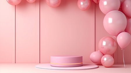 3d scene podium for presentation your product with birthday decoration theme backgroundの素材