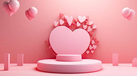 3d scene podium for presentation your product with birthday decoration theme backgroundの素材
