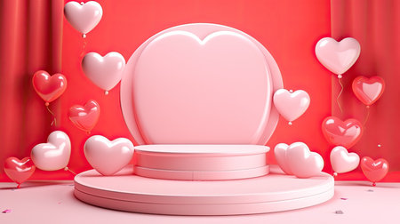 3d scene podium for presentation your product with birthday decoration theme backgroundの素材