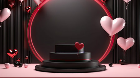 3d scene podium for presentation your product with birthday decoration theme backgroundの素材
