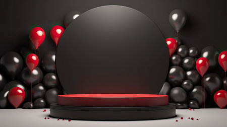 3d scene podium for presentation your product with birthday decoration theme backgroundの素材