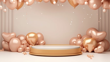 3d scene podium for presentation your product with birthday decoration theme backgroundの素材