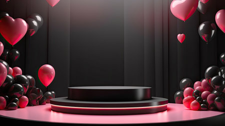 3d scene podium for presentation your product with birthday decoration theme backgroundの素材