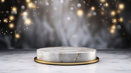 3d scene podium for presentation your product with christmas decoration theme backgroundの素材