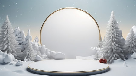 3d scene podium for presentation your product with christmas decoration theme backgroundの素材