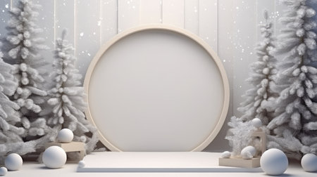 3d scene podium for presentation your product with christmas decoration theme backgroundの素材