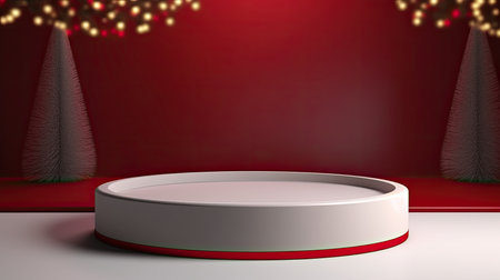 3d scene podium for presentation your product with christmas decoration theme backgroundの素材