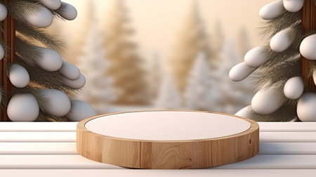 3d scene podium for presentation your product with christmas decoration theme backgroundの素材