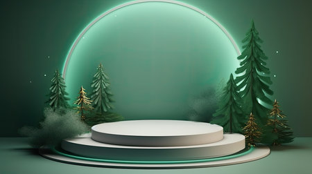 3d scene podium for presentation your product with christmas decoration theme backgroundの素材