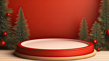 3d scene podium for presentation your product with christmas decoration theme backgroundの素材