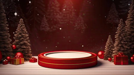 3d scene podium for presentation your product with christmas decoration theme backgroundの素材