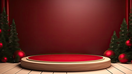 3d scene podium for presentation your product with christmas decoration theme backgroundの素材