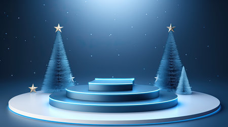 3d scene podium for presentation your product with christmas decoration theme backgroundの素材