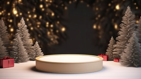 3d scene podium for presentation your product with christmas decoration theme backgroundの素材