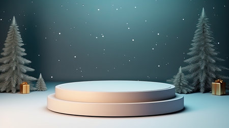 3d scene podium for presentation your product with christmas decoration theme backgroundの素材