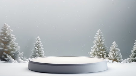 3d scene podium for presentation your product with christmas decoration theme backgroundの素材