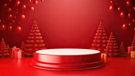 3d scene podium for presentation your product with christmas decoration theme backgroundの素材