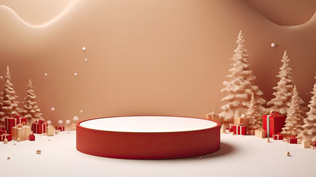3d scene podium for presentation your product with christmas decoration theme backgroundの素材