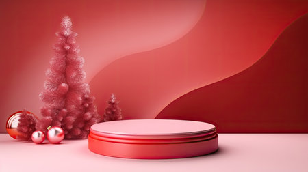 3d scene podium for presentation your product with christmas decoration theme backgroundの素材