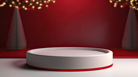 3d scene podium for presentation your product with christmas decoration theme backgroundの素材