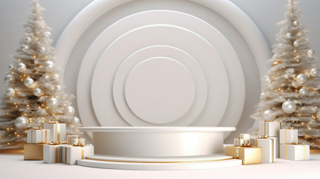 3d scene podium for presentation your product with christmas decoration theme backgroundの素材