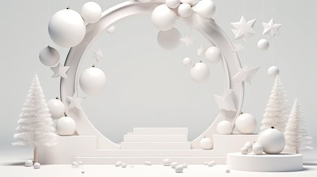 3d scene podium for presentation your product with christmas decoration theme backgroundの素材