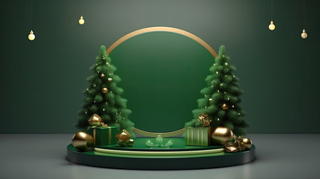 3d scene podium for presentation your product with christmas decoration theme backgroundの素材