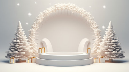 3d scene podium for presentation your product with christmas decoration theme backgroundの素材