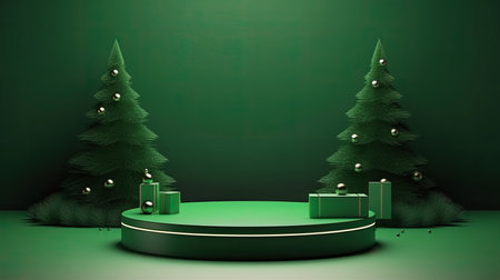 3d scene podium for presentation your product with christmas decoration theme backgroundの素材