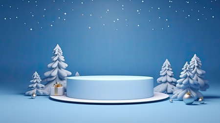 3d scene podium for presentation your product with christmas decoration theme backgroundの素材