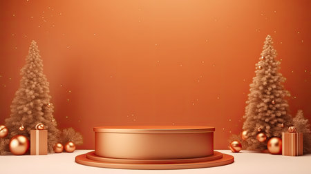 3d scene podium for presentation your product with christmas decoration theme backgroundの素材