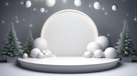 3d scene podium for presentation your product with christmas decoration theme backgroundの素材