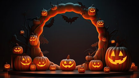 3d scene podium for presentation your product with halloween decoration theme backgroundの素材