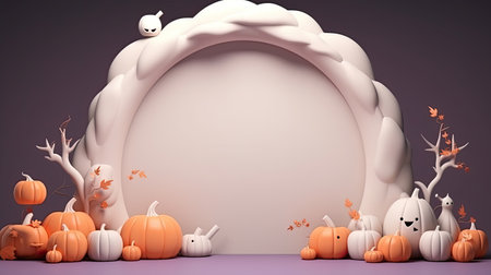 3d scene podium for presentation your product with halloween decoration theme backgroundの素材
