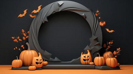 3d scene podium for presentation your product with halloween decoration theme backgroundの素材