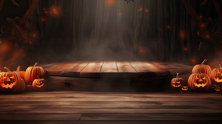 3d scene podium for presentation your product with halloween decoration theme backgroundの素材