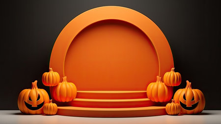 3d scene podium for presentation your product with halloween decoration theme backgroundの素材