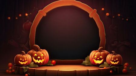 3d scene podium for presentation your product with halloween decoration theme backgroundの素材