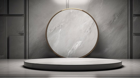 3d scene podium for presentation your product with nature theme backgroundの素材