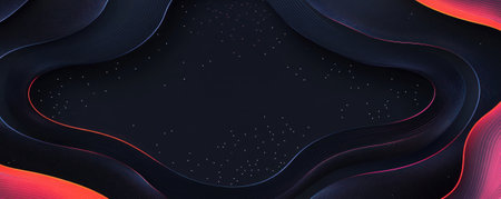 Abstract layered background with dark colors and bright gradient accents.