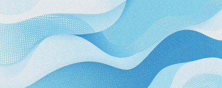 Abstract blue background with flowing waves of light.