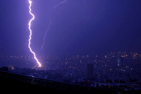 Lightning hitting a houseの写真素材