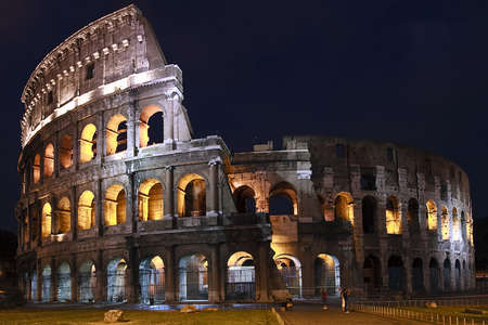 The huge building of the Colosseum in Rome Italyの写真素材